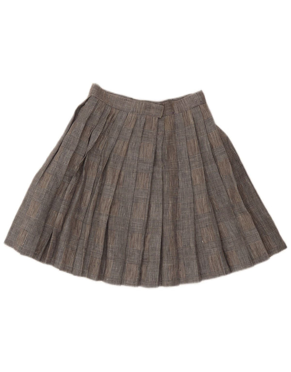 Vintage Womens Knife Pleated Skirt W24 XS Grey Houndstooth