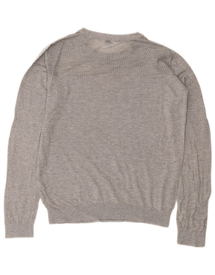Jack Wills Womens Crew Neck Jumper Sweater UK 12 Medium Grey Cotton