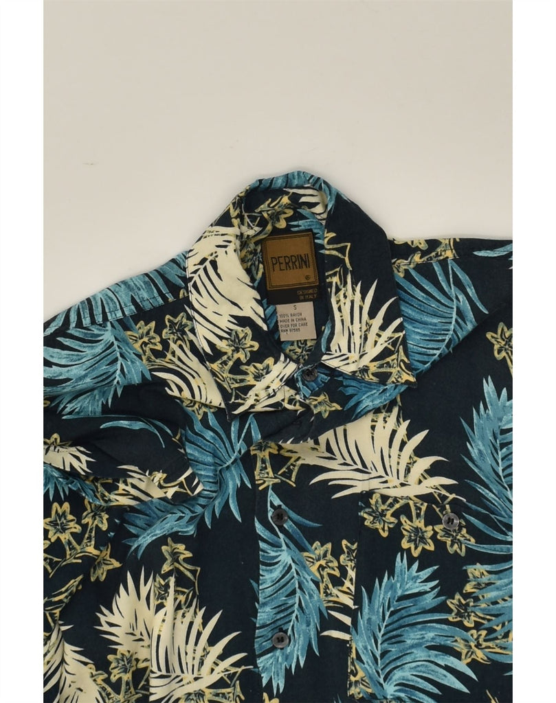 VINTAGE Mens Short Sleeve Shirt Small Blue Floral Rayon Hawaiian | Vintage Vintage | Thrift | Second-Hand Vintage | Used Clothing | Messina Hembry 