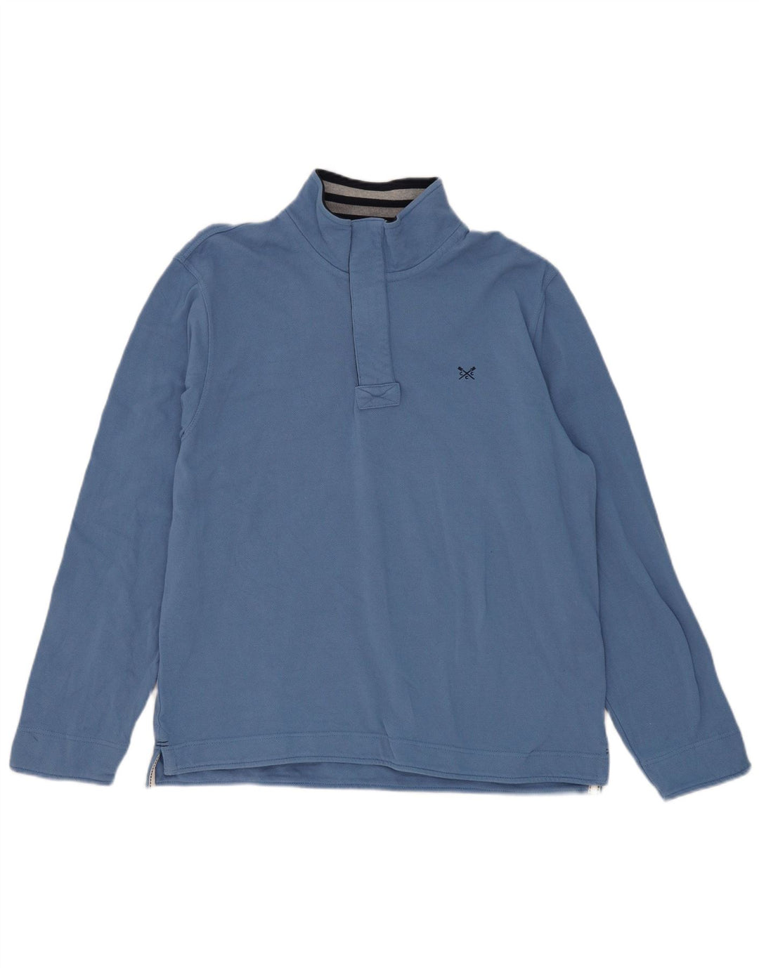 CREW CLOTHING Mens Zip Neck Sweatshirt Jumper Large Blue Cotton