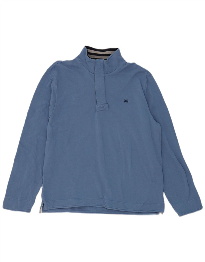 CREW CLOTHING Mens Zip Neck Sweatshirt Jumper Large Blue Cotton