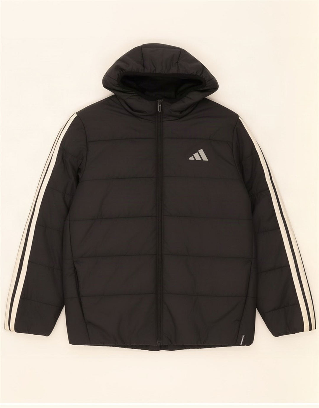 Adidas Boys Hooded Padded Jacket 11-12 Years Black Polyester