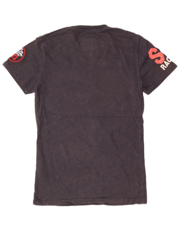 Superdry Mens Graphic T-Shirt Top XS Navy Blue Flecked Cotton