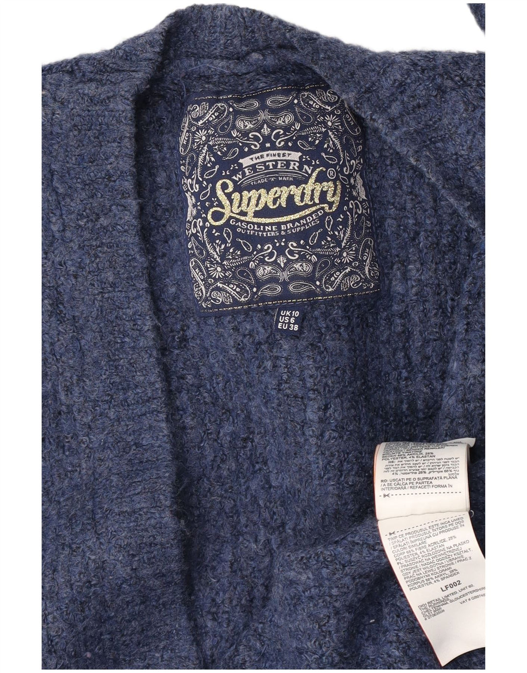 Superdry Womens Oversized Cardigan Sweater UK 10 Small Blue Acrylic