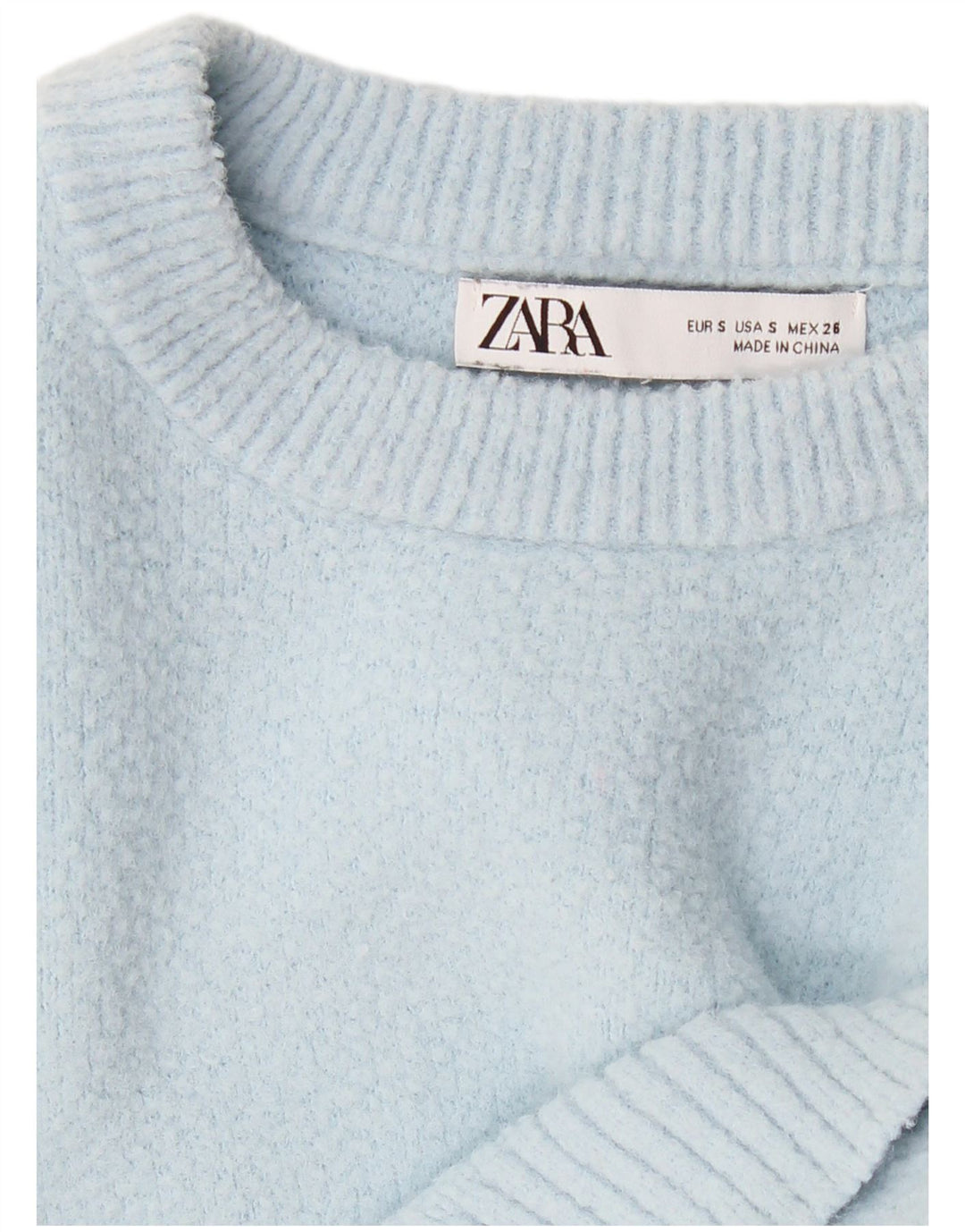 ZARA Womens Crop Boat Neck Jumper Sweater UK 8 Small Blue