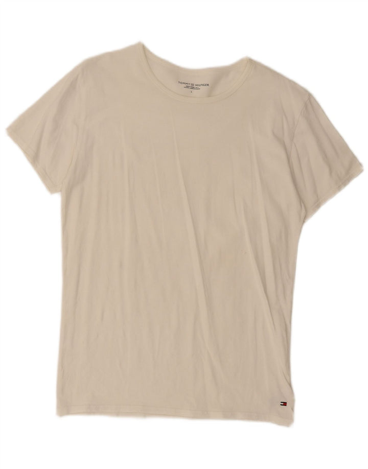 Tommy Hilfiger Mens T-Shirt Top Large White Cotton