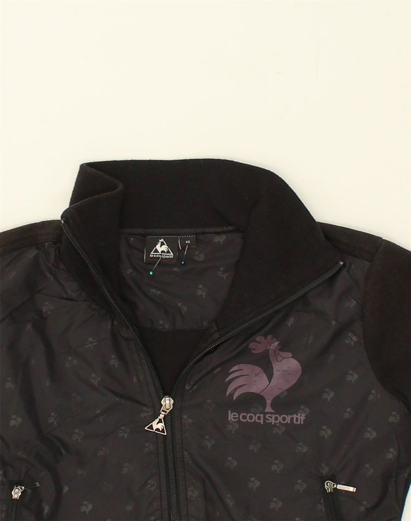 LE COQ SPORTIF Womens Tracksuit Top Jacket UK 6 XS Black Cotton | Vintage Le Coq Sportif | Thrift | Second-Hand Le Coq Sportif | Used Clothing | Messina Hembry 
