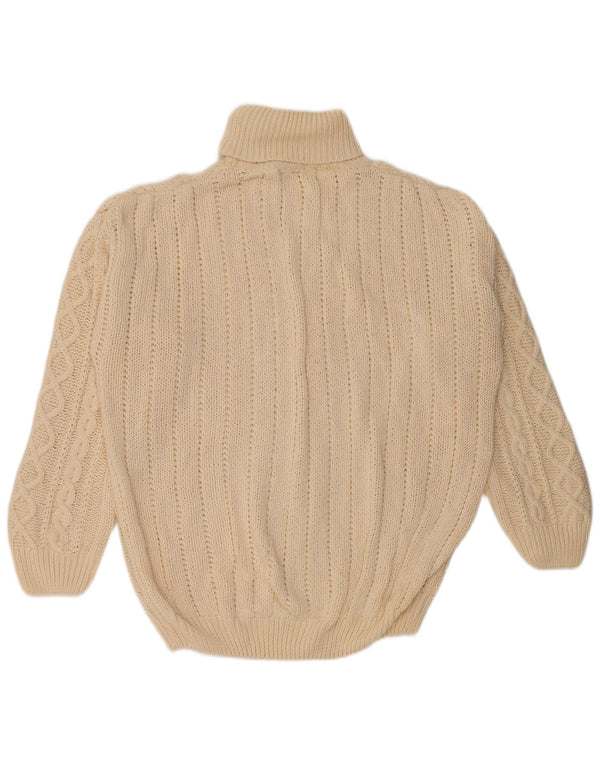 FRITZI Womens Oversized Roll Neck Jumper Sweater UK 14/16 Large Beige