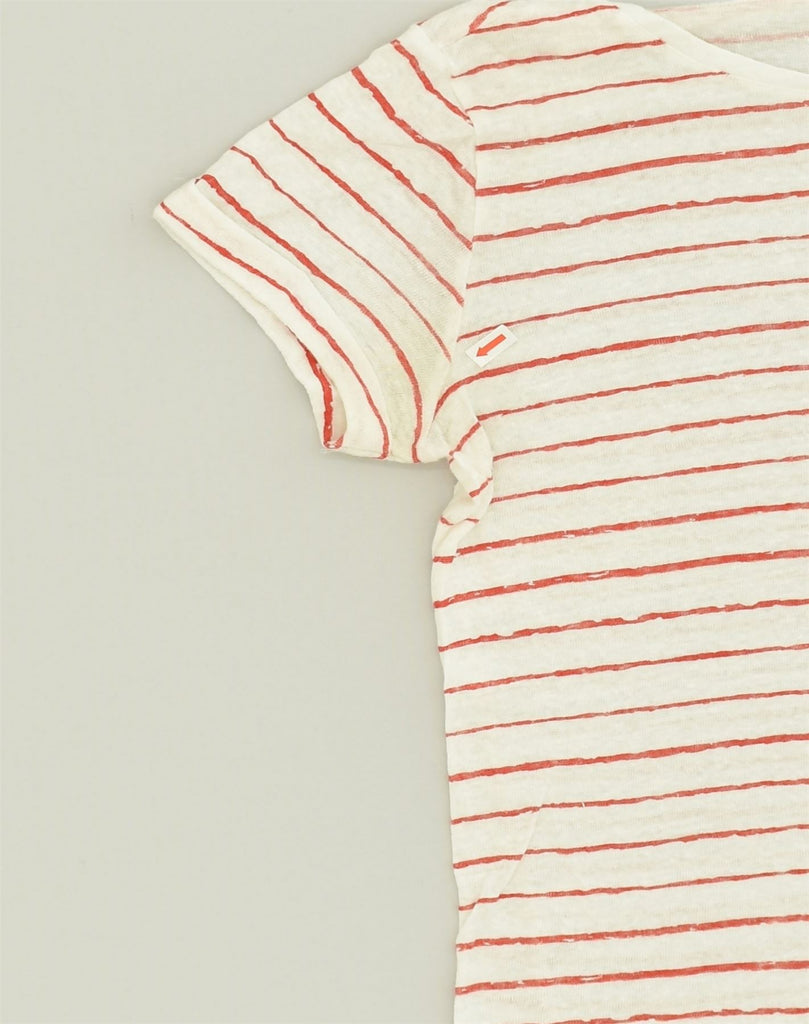 MASSIMO DUTTI Womens T-Shirt Top UK 10 Small White Striped Cotton | Vintage Massimo Dutti | Thrift | Second-Hand Massimo Dutti | Used Clothing | Messina Hembry 