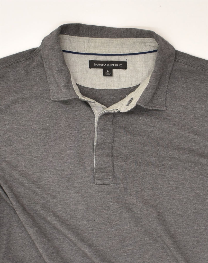 BANANA REPUBLIC Mens Polo Shirt Large Grey Cotton | Vintage Banana Republic | Thrift | Second-Hand Banana Republic | Used Clothing | Messina Hembry 