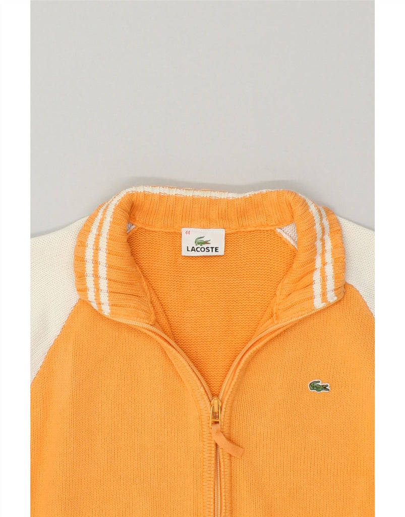 LACOSTE Womens Cardigan Sweater Size 44 Large Yellow Colourblock Cotton | Vintage Lacoste | Thrift | Second-Hand Lacoste | Used Clothing | Messina Hembry 