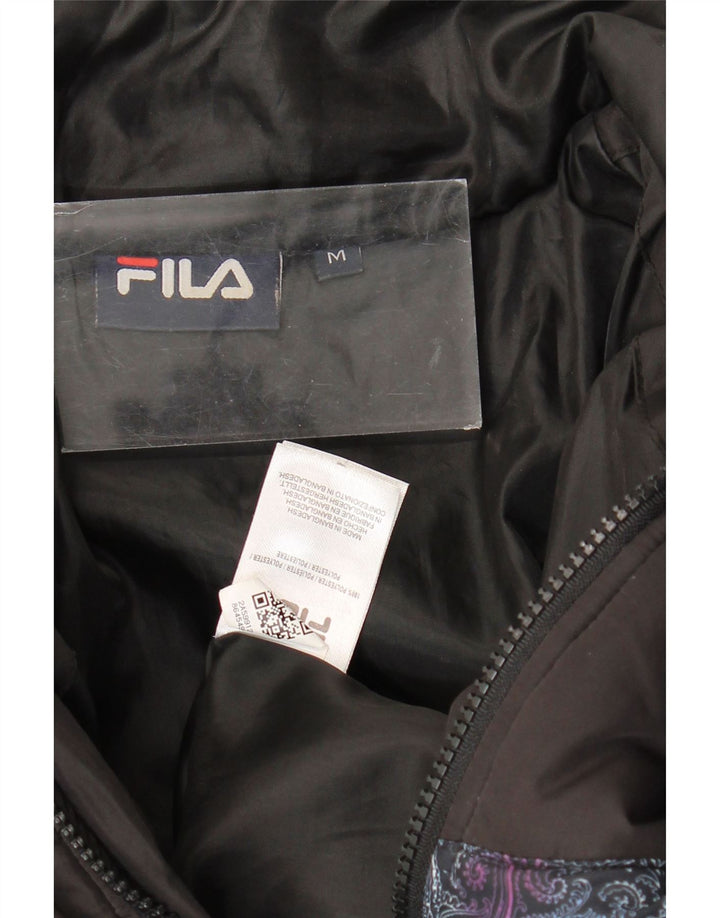 Fila Womens Loose Fit Padded Jacket UK 14 Medium Black Paisley Polyester