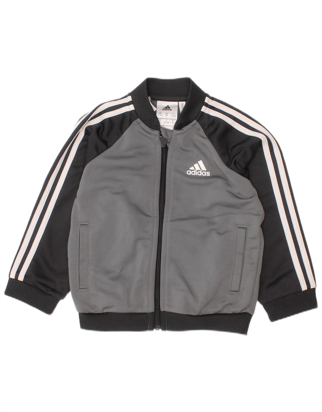 ADIDAS Baby Boys Tracksuit Top Jacket 12-18 Months Grey Colourblock