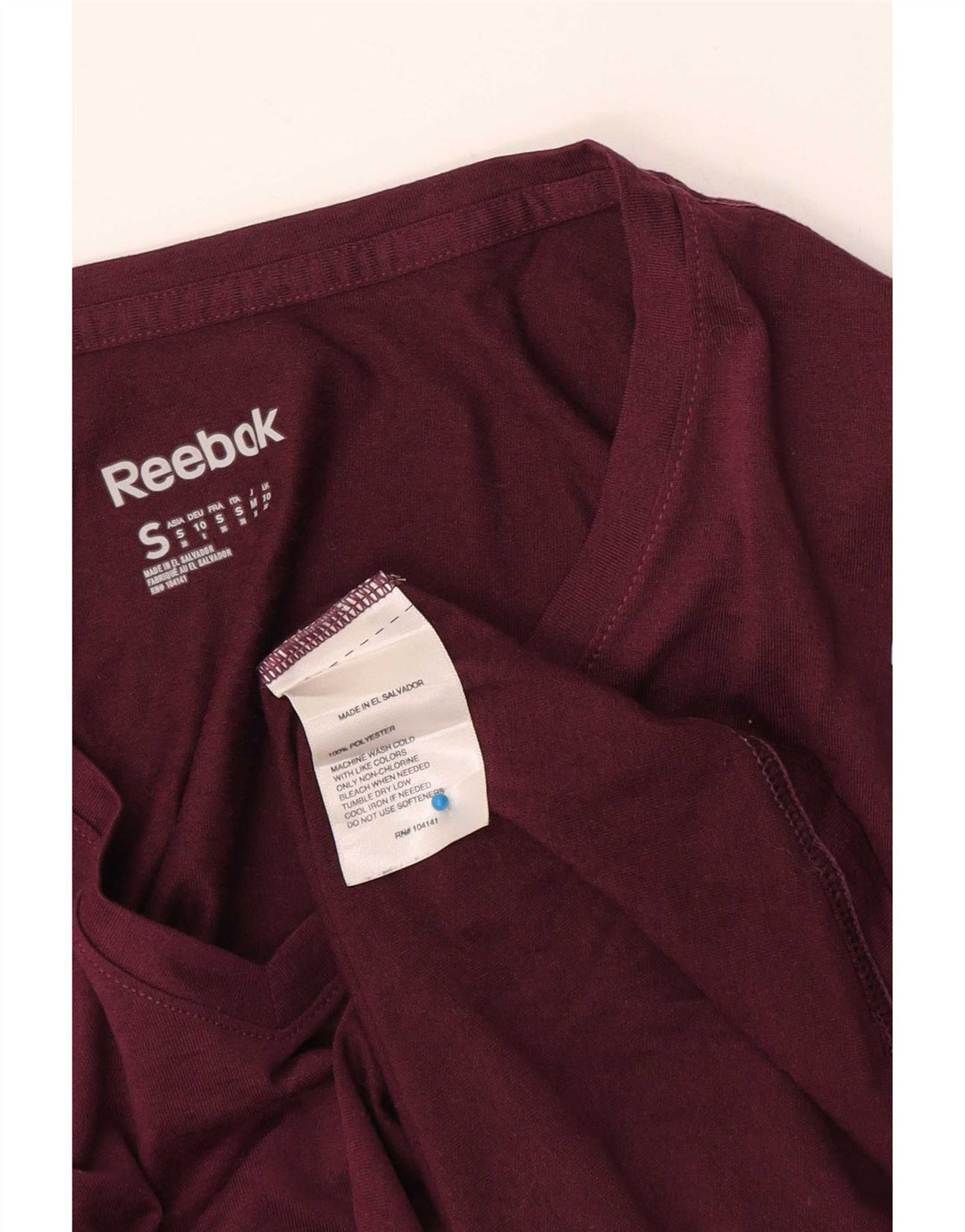 Reebok Womens T-Shirt Top UK 10 Small Burgundy Polyester