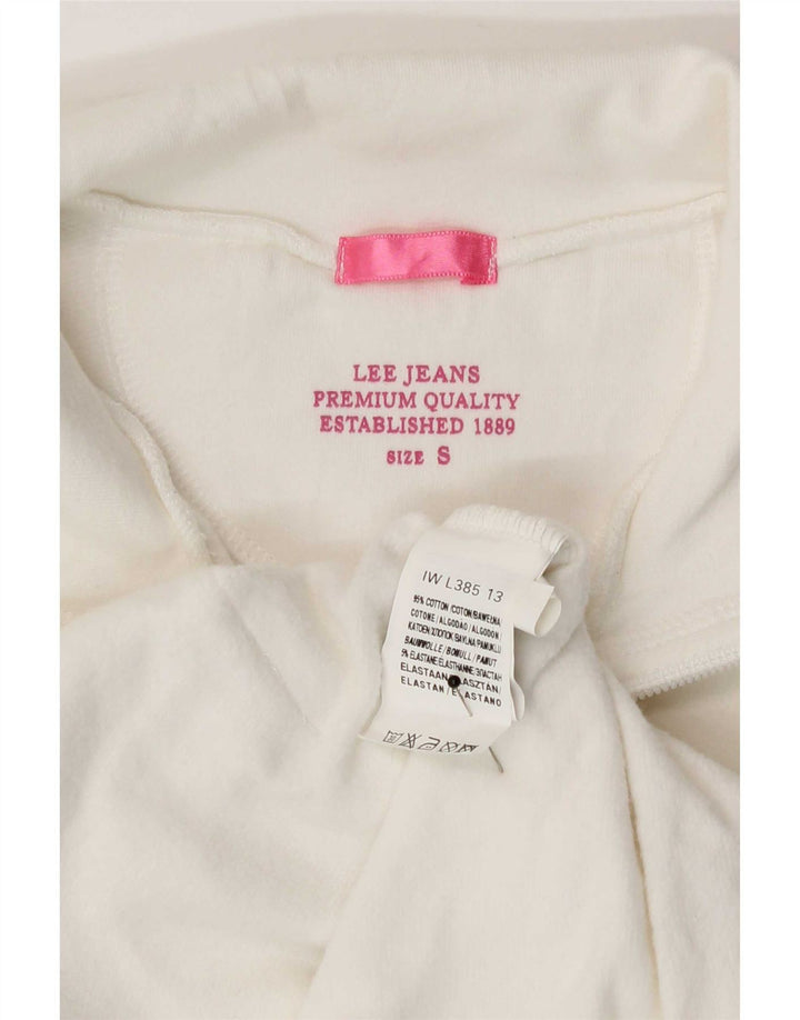 Lee Womens Tracksuit Top Jacket UK 10 Small White Cotton