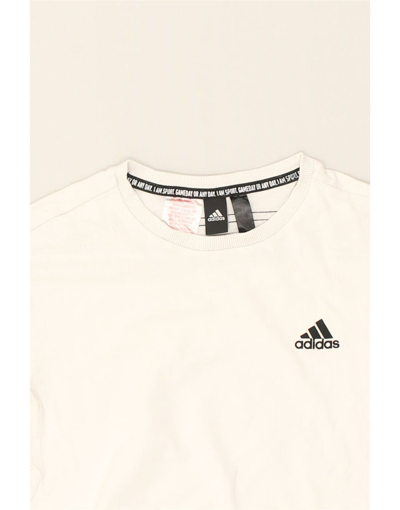 ADIDAS Boys T-Shirt Top 11-12 Years Off White Cotton | Vintage Adidas | Thrift | Second-Hand Adidas | Used Clothing | Messina Hembry 