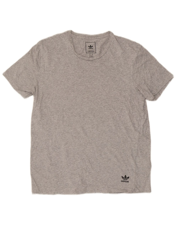 Adidas Mens T-Shirt Top Large Grey Flecked Cotton