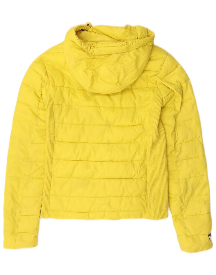 Superdry Womens Hooded Padded Jacket UK 10 Small Yellow Polyester