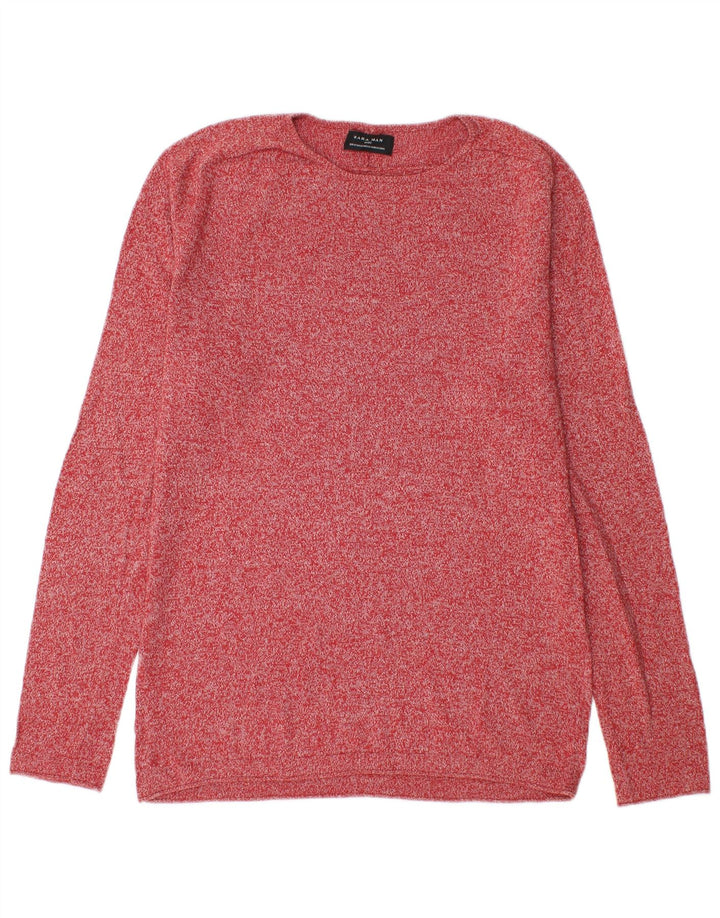 Zara Mens Crew Neck Jumper Sweater Medium Red Flecked