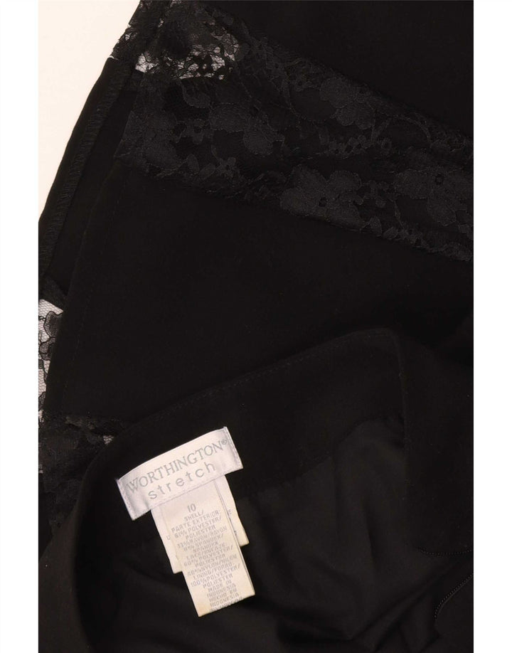 Worthington Womens Pleated Skirt US 10 Large W34 Black Polyester