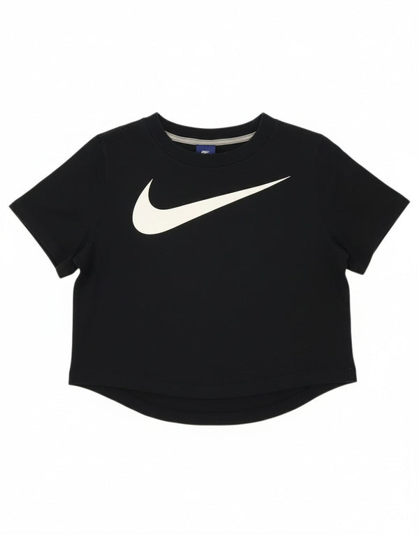 Nike Womens Crop Graphic T-Shirt Top UK 16 Large Black Cotton
