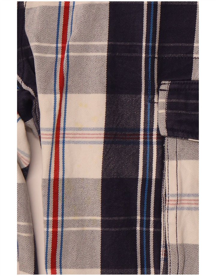 CREW CLOTHING Mens Cargo Shorts Medium W32  Navy Blue Check Cotton