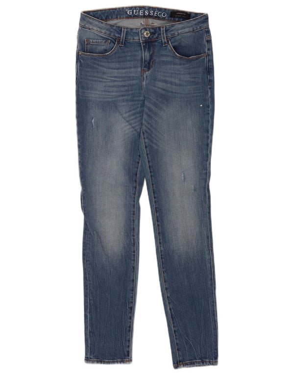 Guess Womens Distressed Skinny Jeans W26 L29 Blue