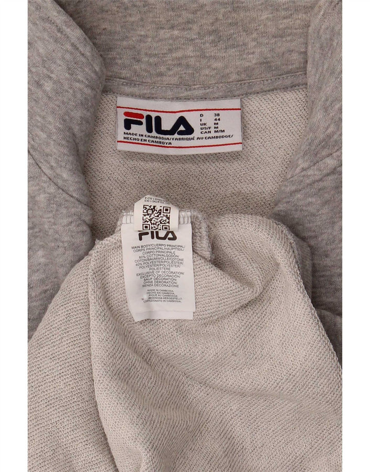 Fila Womens Tracksuit Top Jacket UK 14 Medium Grey Cotton