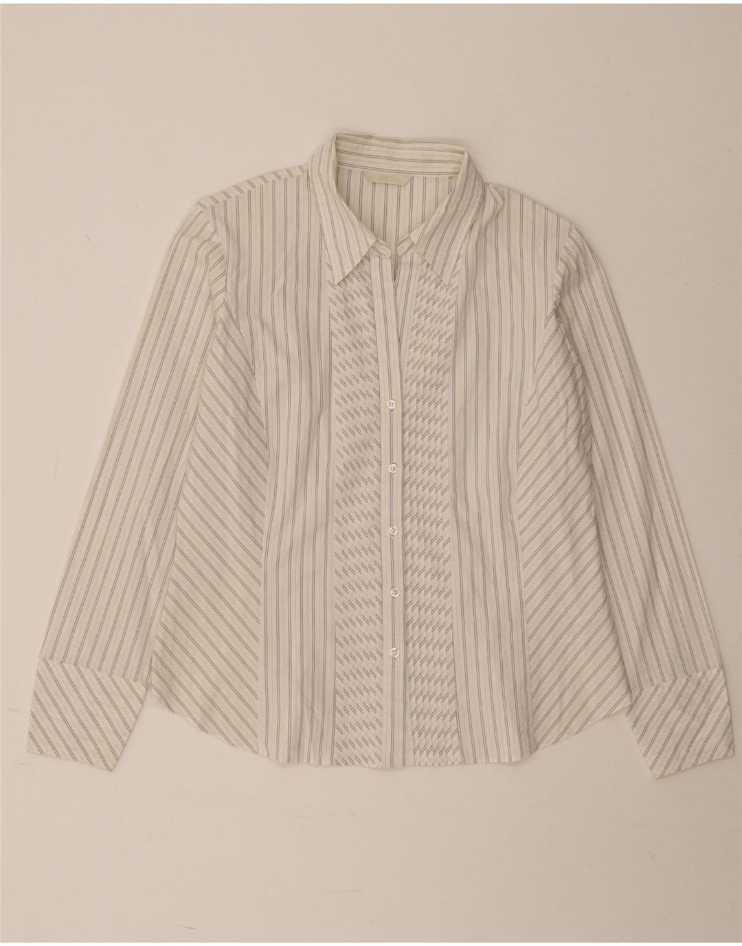 Marks & Spencer Womens Shirt UK 16 Large White Striped Cotton