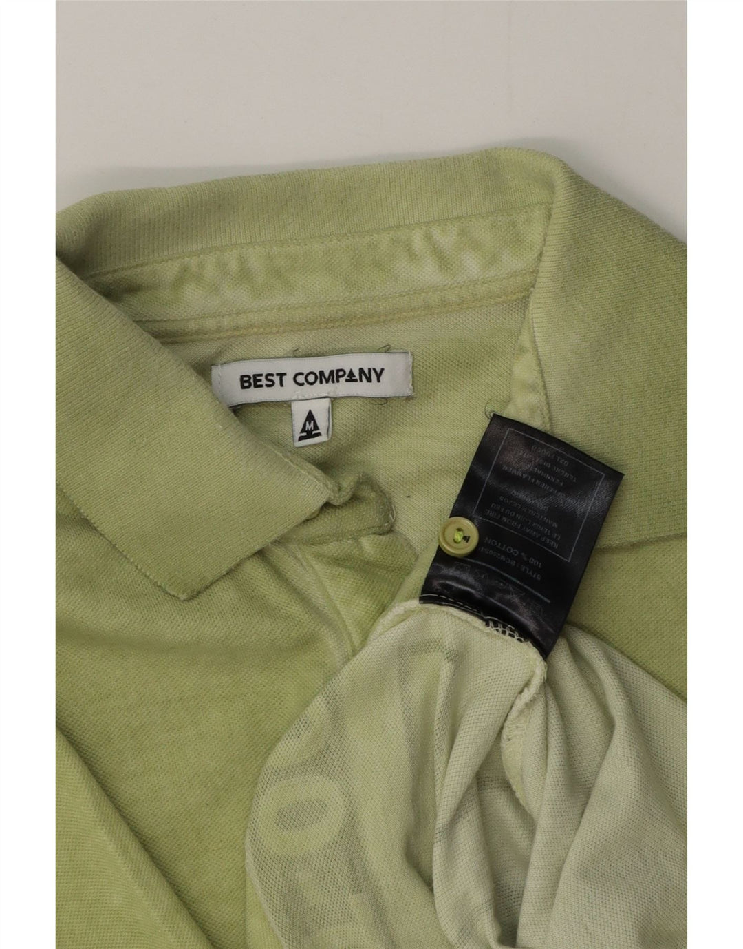 BEST COMPANY Mens Graphic Polo Shirt Medium Green Cotton
