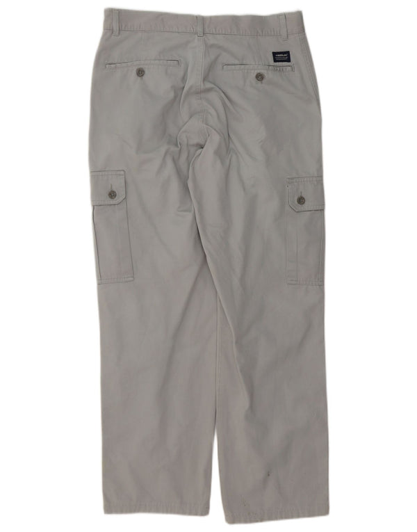 KEEGAN Mens Straight Cargo Trousers IT 48 Medium W32 L30 Grey Cotton