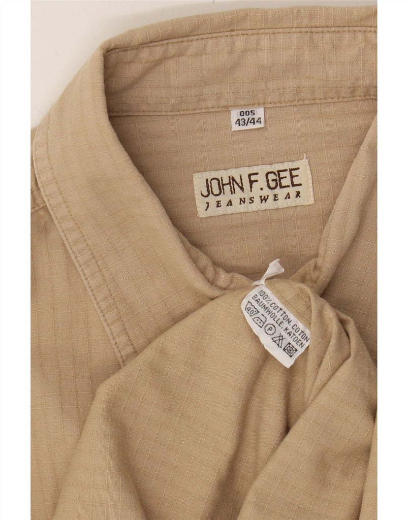 JOHN F GEE Mens Shirt Size 43/44 XL Beige Cotton Vintage John F Gee and Second-Hand John F Gee from Messina Hembry 