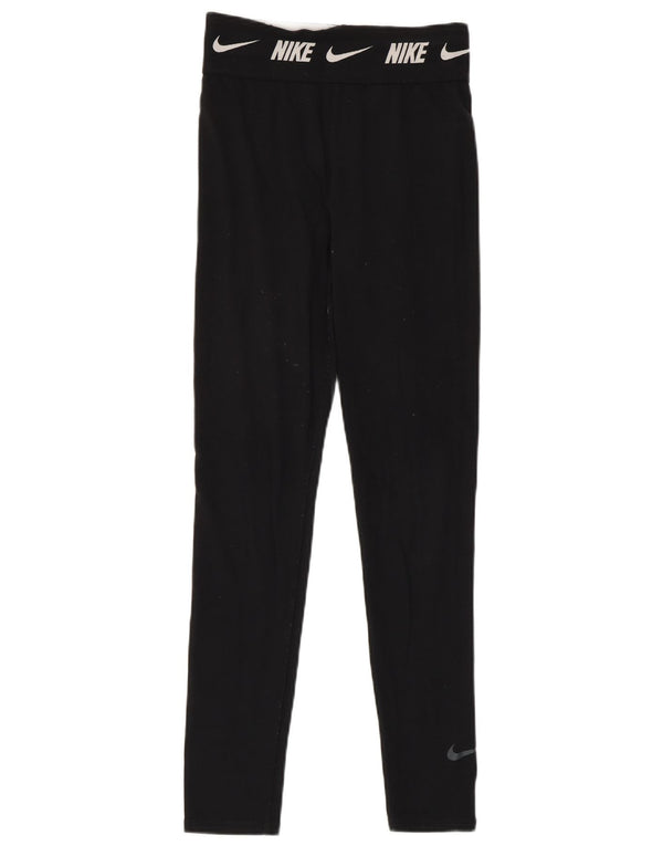 Nike Girls Graphic Leggings 13-14 Years XL Black Cotton