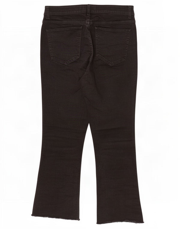 Zara Womens High Waist Crop Bootcut Jeans EU 44 Large W34 L26 Black