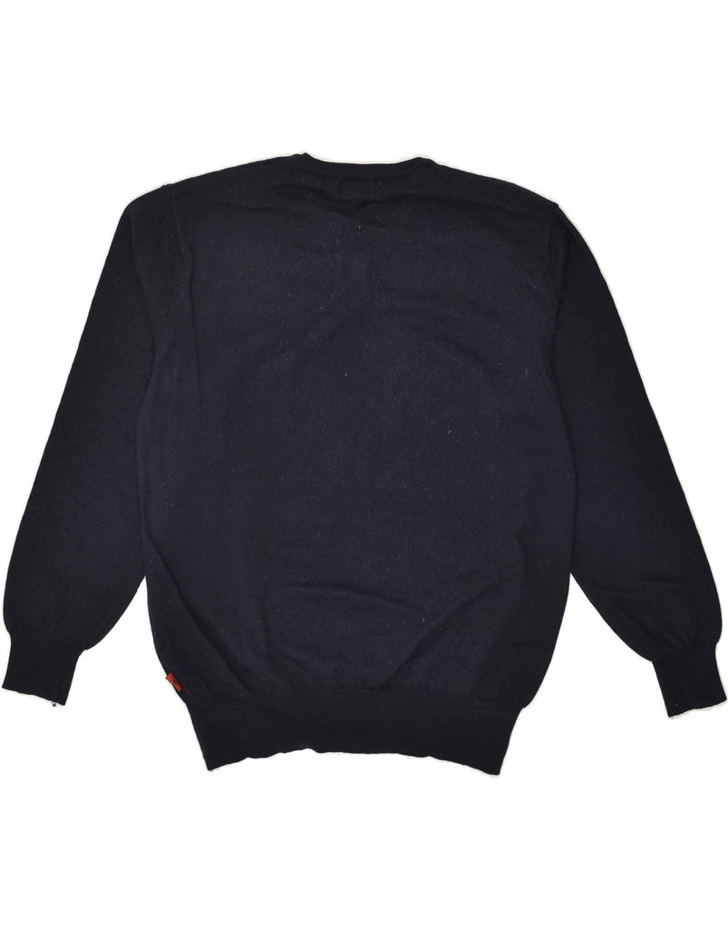 KAPPA Womens V-Neck Jumper Sweater UK 14 Medium Navy Blue Merino Wool | Vintage Kappa | Thrift | Second-Hand Kappa | Used Clothing | Messina Hembry 