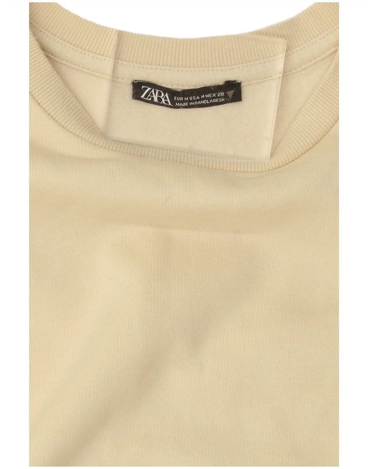 Zara Womens Sweatshirt Jumper UK 14 Medium Off White Cotton