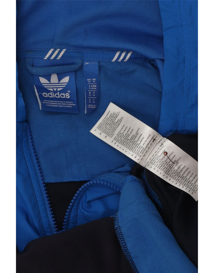 Adidas Mens Graphic Zip Hoodie Sweater Medium Navy Blue Colourblock