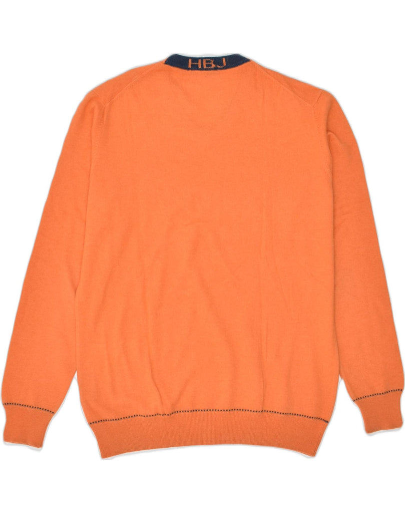 HARMONT & BLAINE Mens Slim Fit V-Neck Jumper Sweater XL Orange Wool | Vintage | Thrift | Second-Hand | Used Clothing | Messina Hembry 