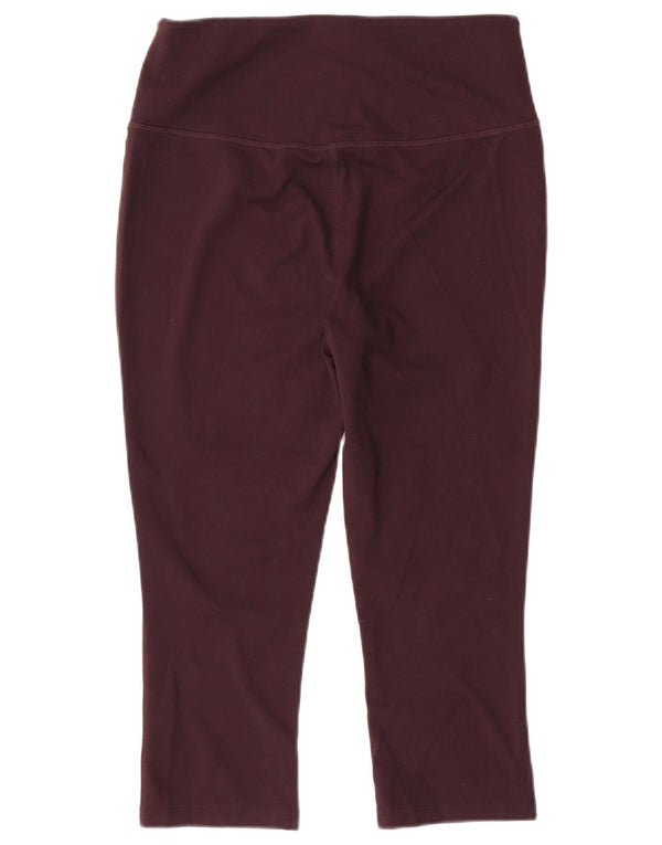 Eddie Bauer Womens Capri Leggings UK 12 Medium Burgundy Polyester