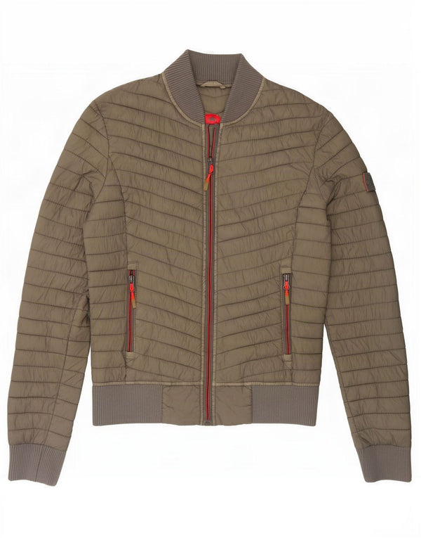 Superdry Womens Padded Jacket UK 6 XS Khaki Nylon