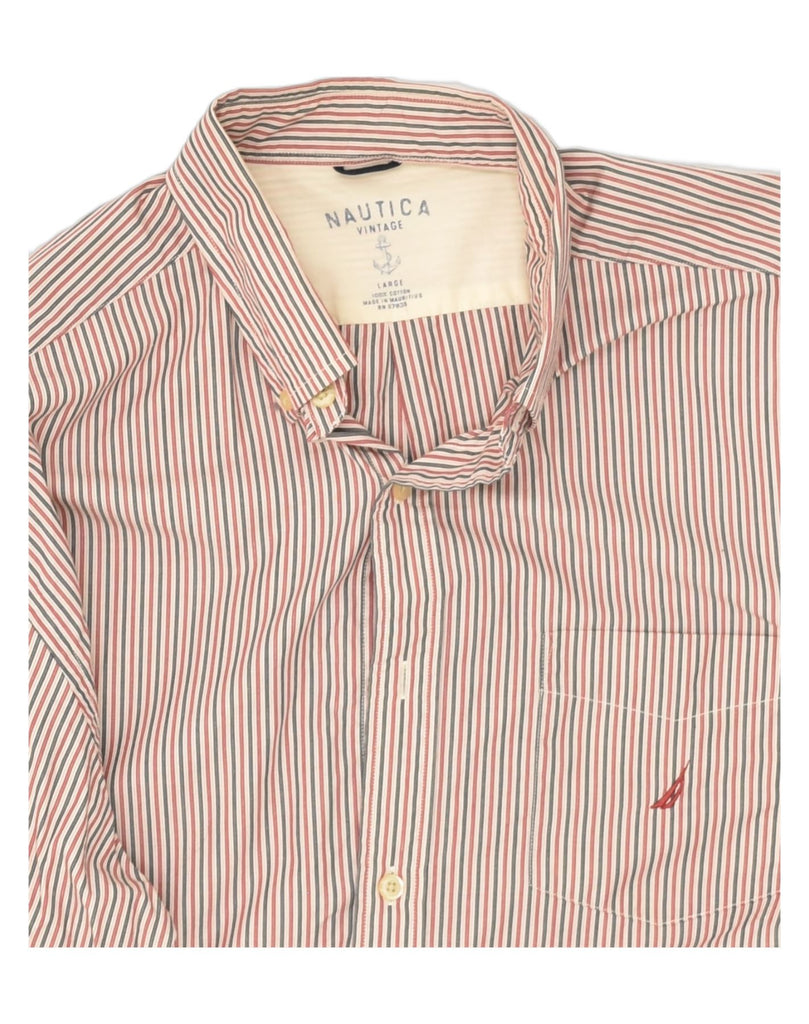 NAUTICA Mens Vintage Shirt Large Red Striped Cotton | Vintage Nautica | Thrift | Second-Hand Nautica | Used Clothing | Messina Hembry 