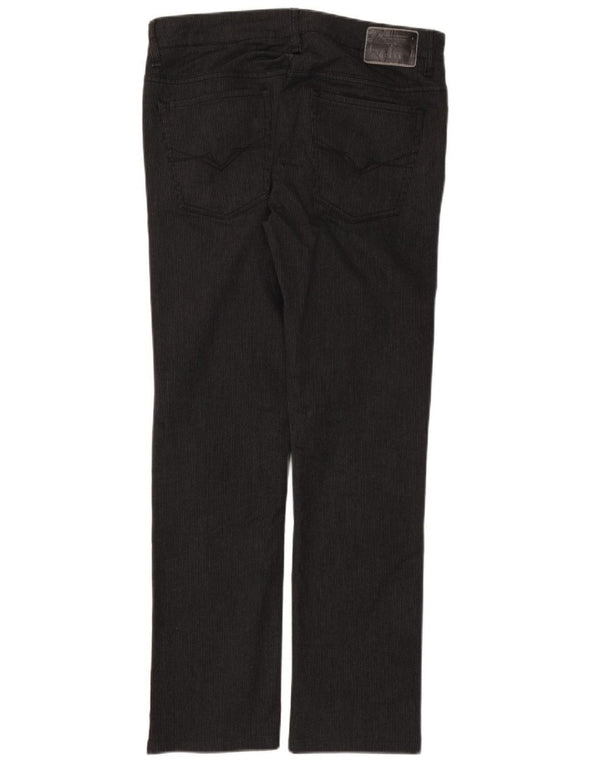 GUESS Mens Straight Casual Trousers W32 L30 Black Pinstripe Cotton