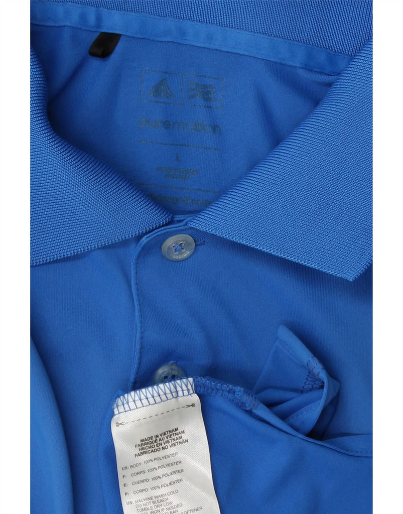 ADIDAS Mens Polo Shirt Large Blue Polyester Vintage Adidas and Second-Hand Adidas from Messina Hembry 
