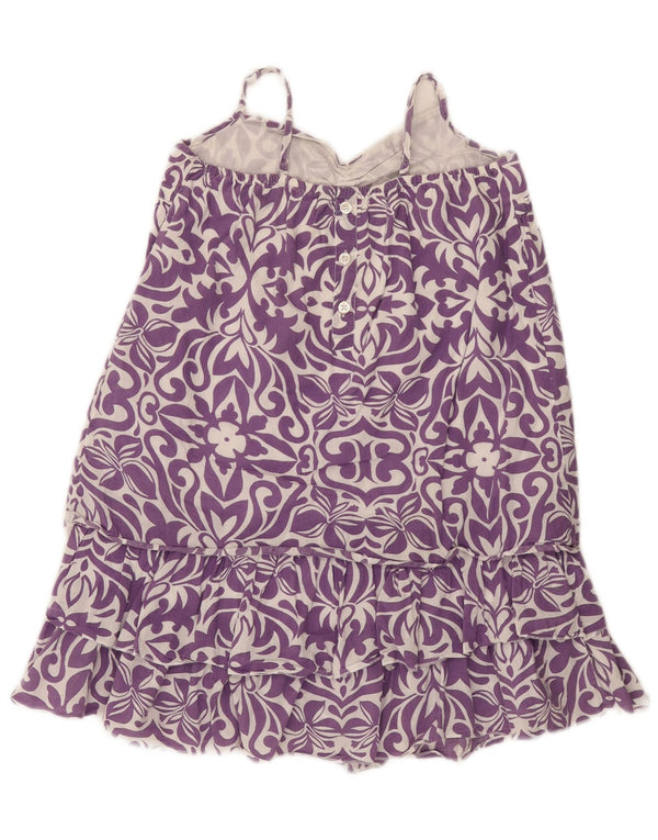 Benetton Girls Sundress 7-8 Years Purple Floral Cotton