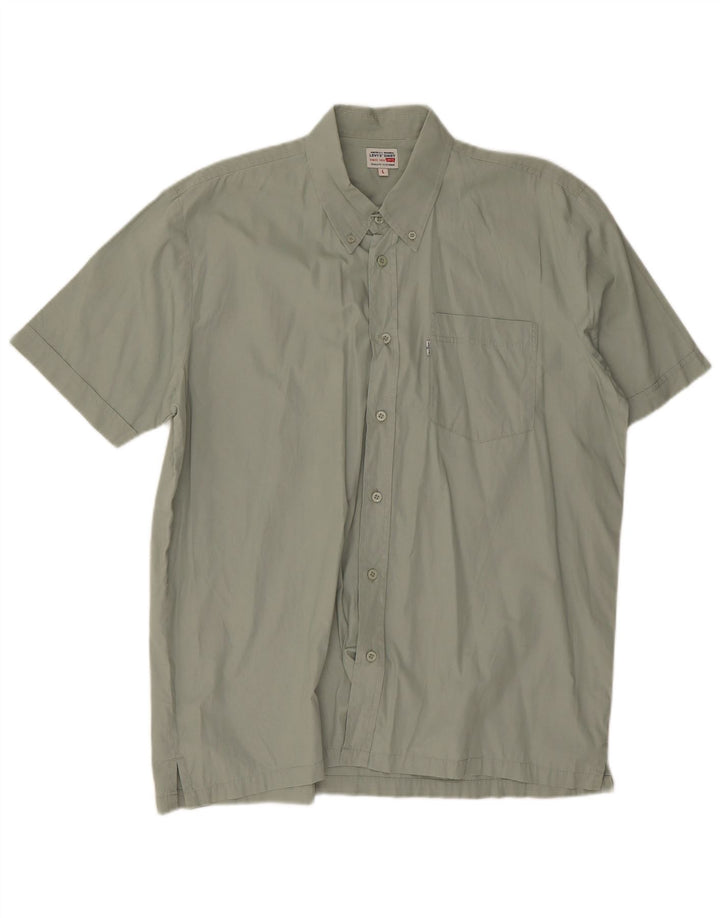 Levi's Mens Short Sleeve Shirt Large Green Cotton