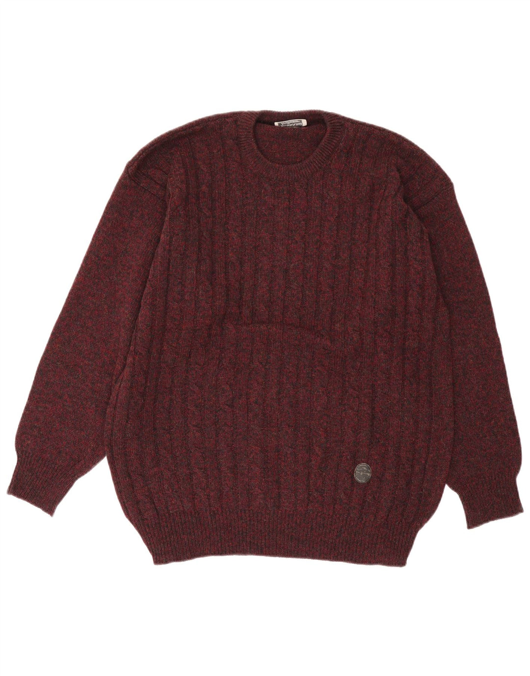 Trussardi Mens Crew Neck Jumper Sweater XL Burgundy Flecked