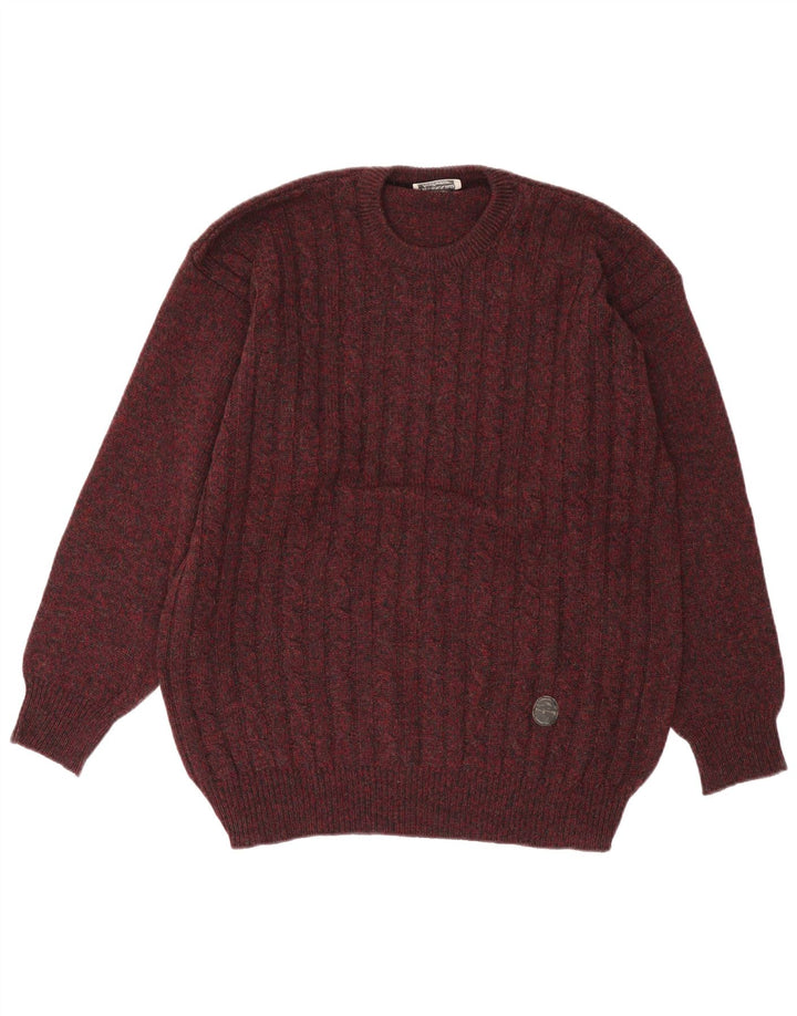 Trussardi Mens Crew Neck Jumper Sweater XL Burgundy Flecked