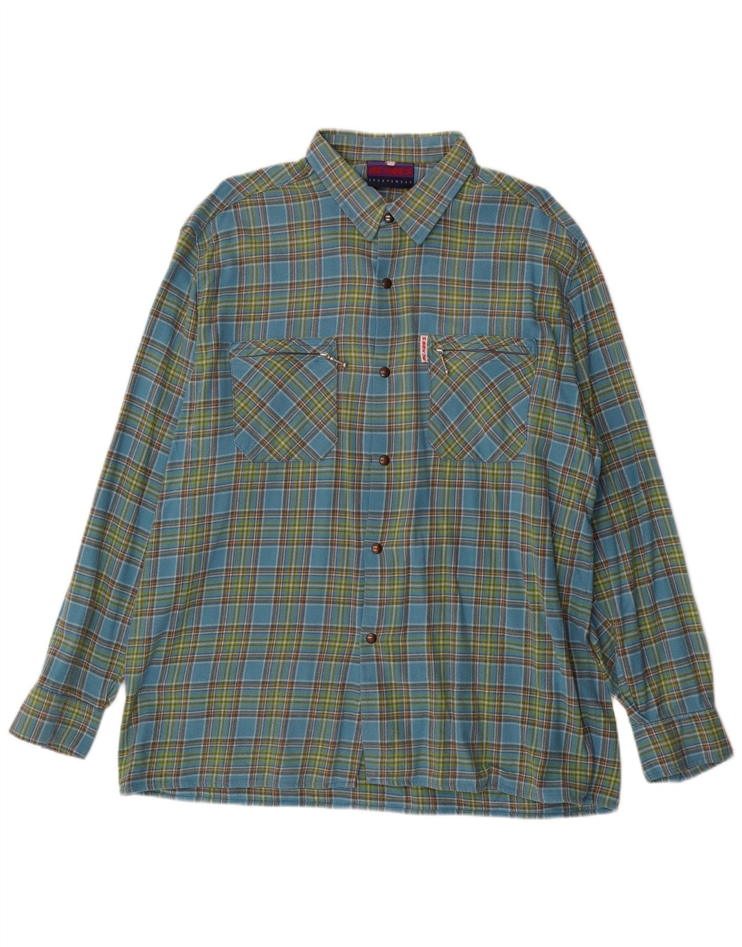 MC Kee's Mens Flannel Shirt Large Blue Check Cotton