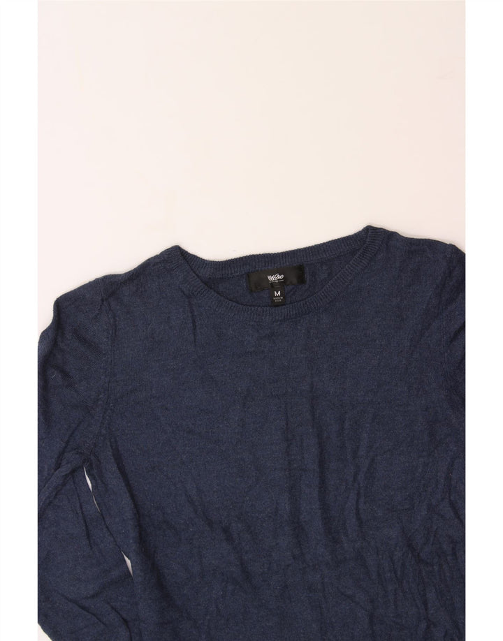 MOSSIMO Womens Boat Neck Jumper Sweater UK 12 Medium Navy Blue Nylon Vintage Mossimo and Second-Hand Mossimo from Messina Hembry 