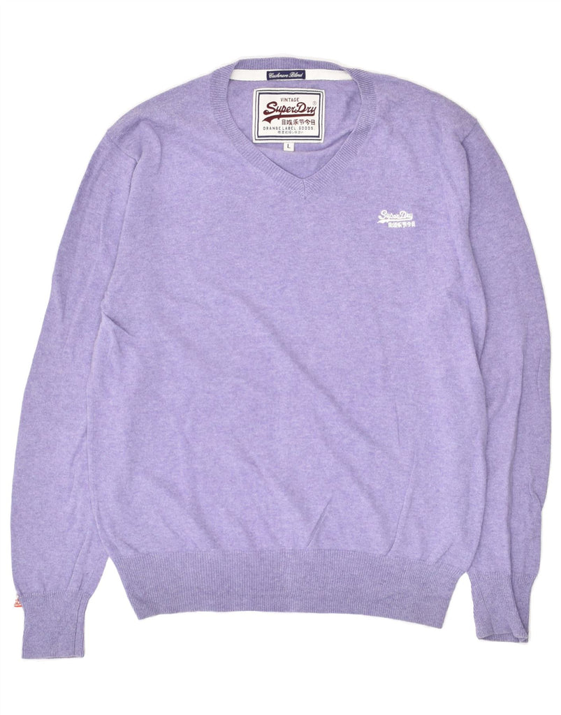 SUPERDRY Mens V-Neck Jumper Sweater Large Purple Cotton | Vintage Superdry | Thrift | Second-Hand Superdry | Used Clothing | Messina Hembry 